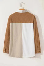 Multicolour Corduroy Colorblock Loose Shacket - Fashionfitz