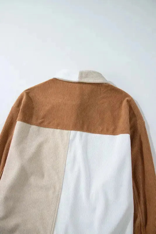 Multicolour Corduroy Colorblock Loose Shacket - Fashionfitz
