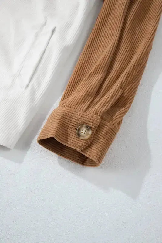 Multicolour Corduroy Colorblock Loose Shacket - Fashionfitz