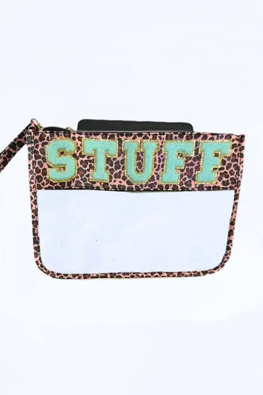 Multicolour stuff print transparent zipped pouch - handbags