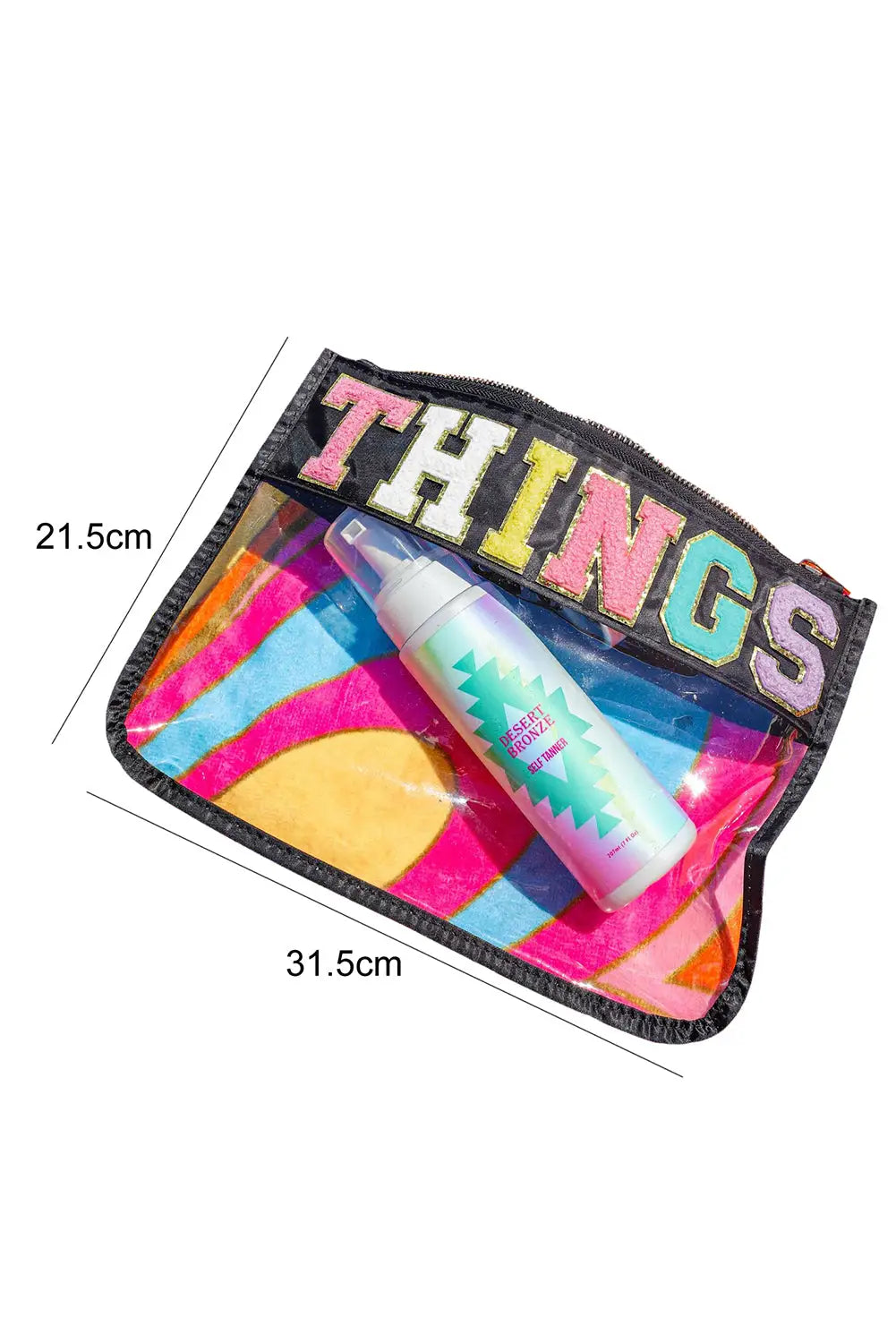 Multicolour stuff print transparent zipped pouch - handbags