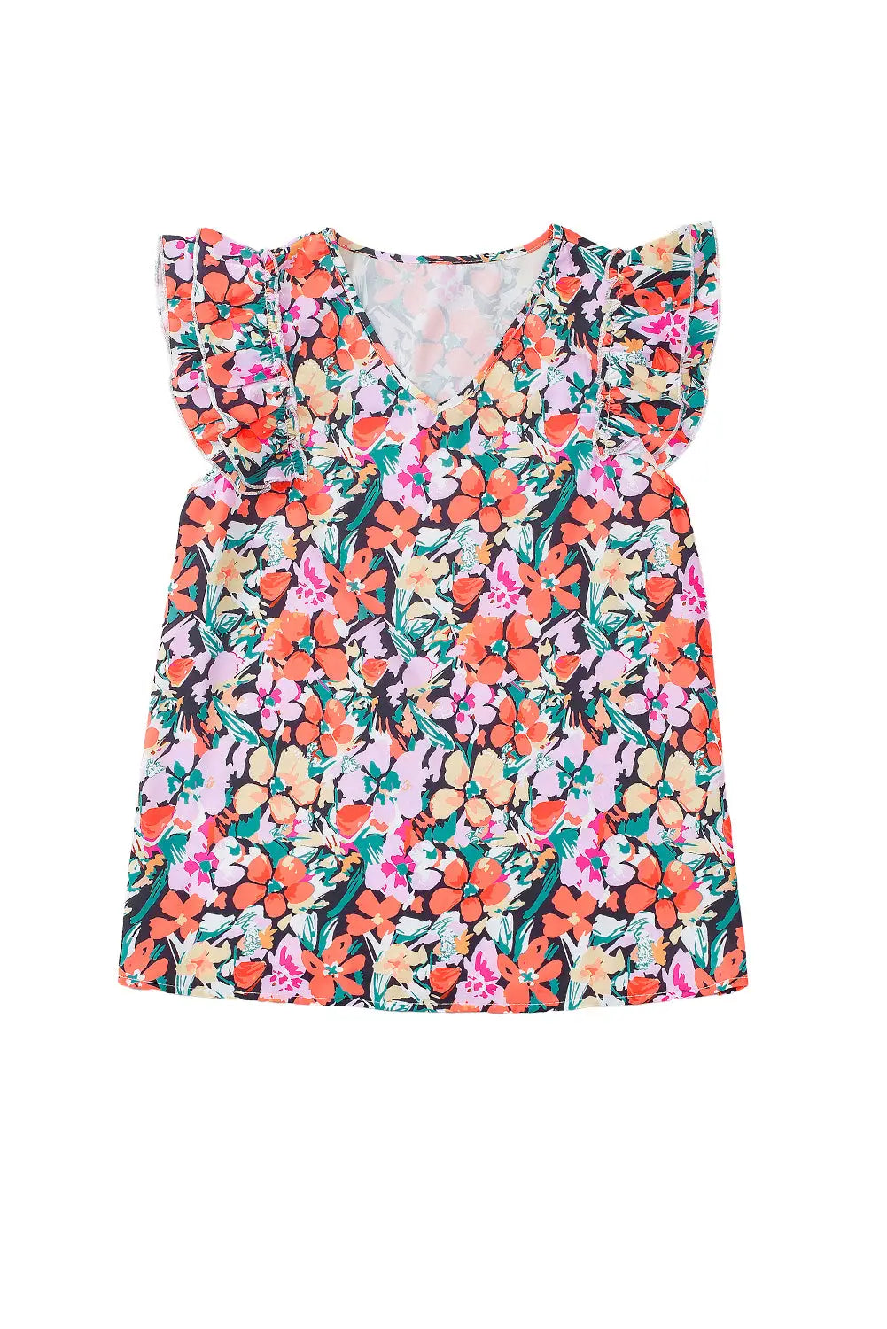 Multicolour tiered ruffled sleeve floral blouse - blouses