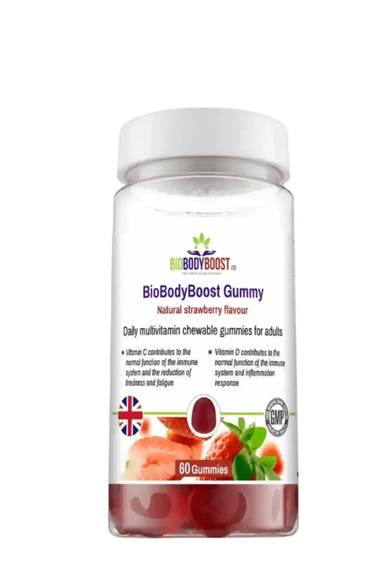 BioBodyBoost Multivitamin Gummies — 12 essential vitamins and minerals, 60 vegan gummies, daily supplement UK