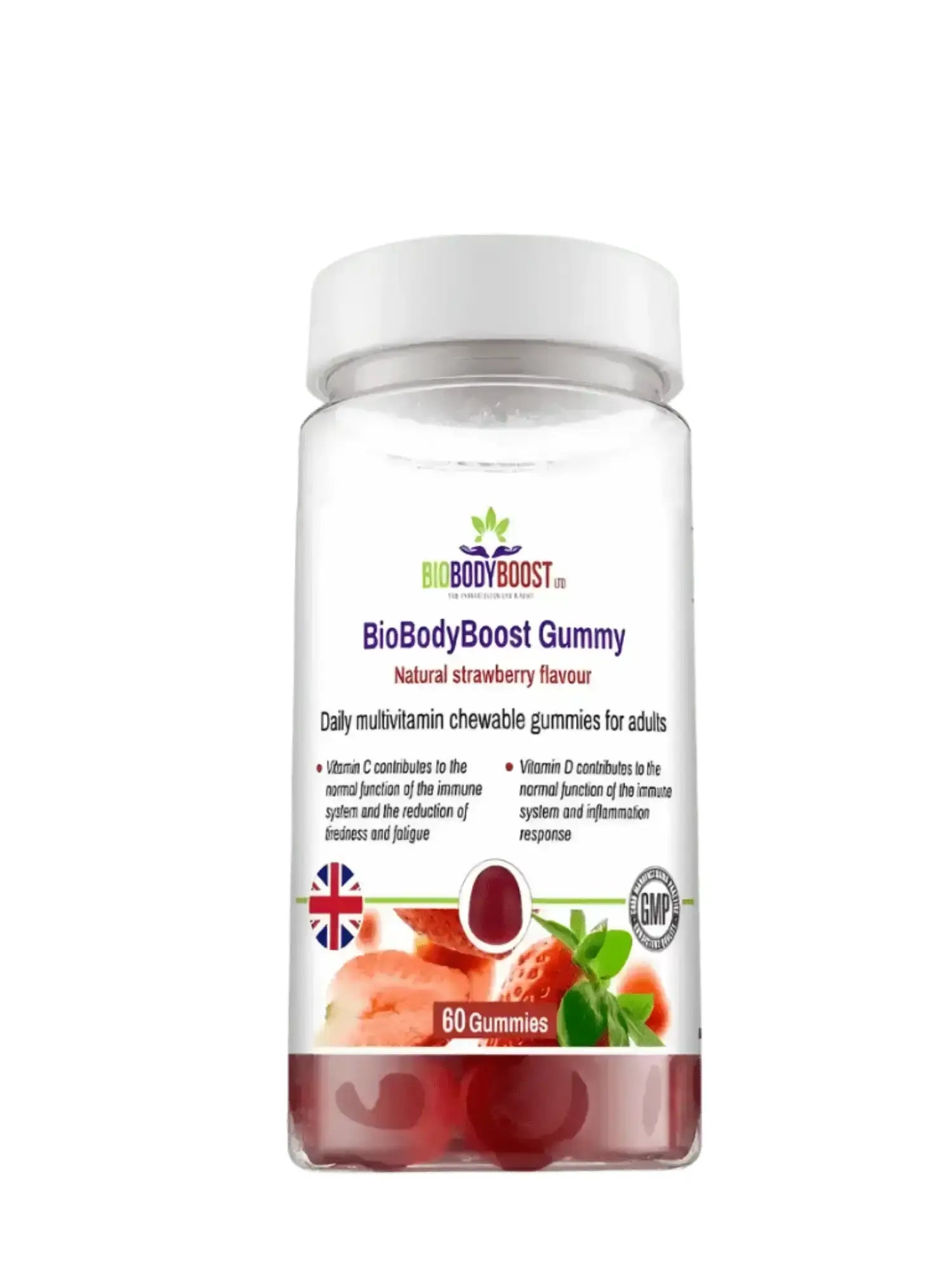 BioBodyBoost Multivitamin Gummies — 12 essential vitamins and minerals, 60 vegan gummies, daily supplement UK
