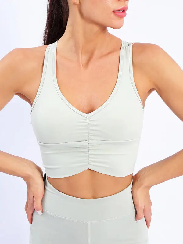 Muscle show support sports bra - pale green / s - bras
