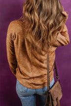 Mustard Rib Knit Drop Shoulder Long Sleeve Henley Top - Fashionfitz