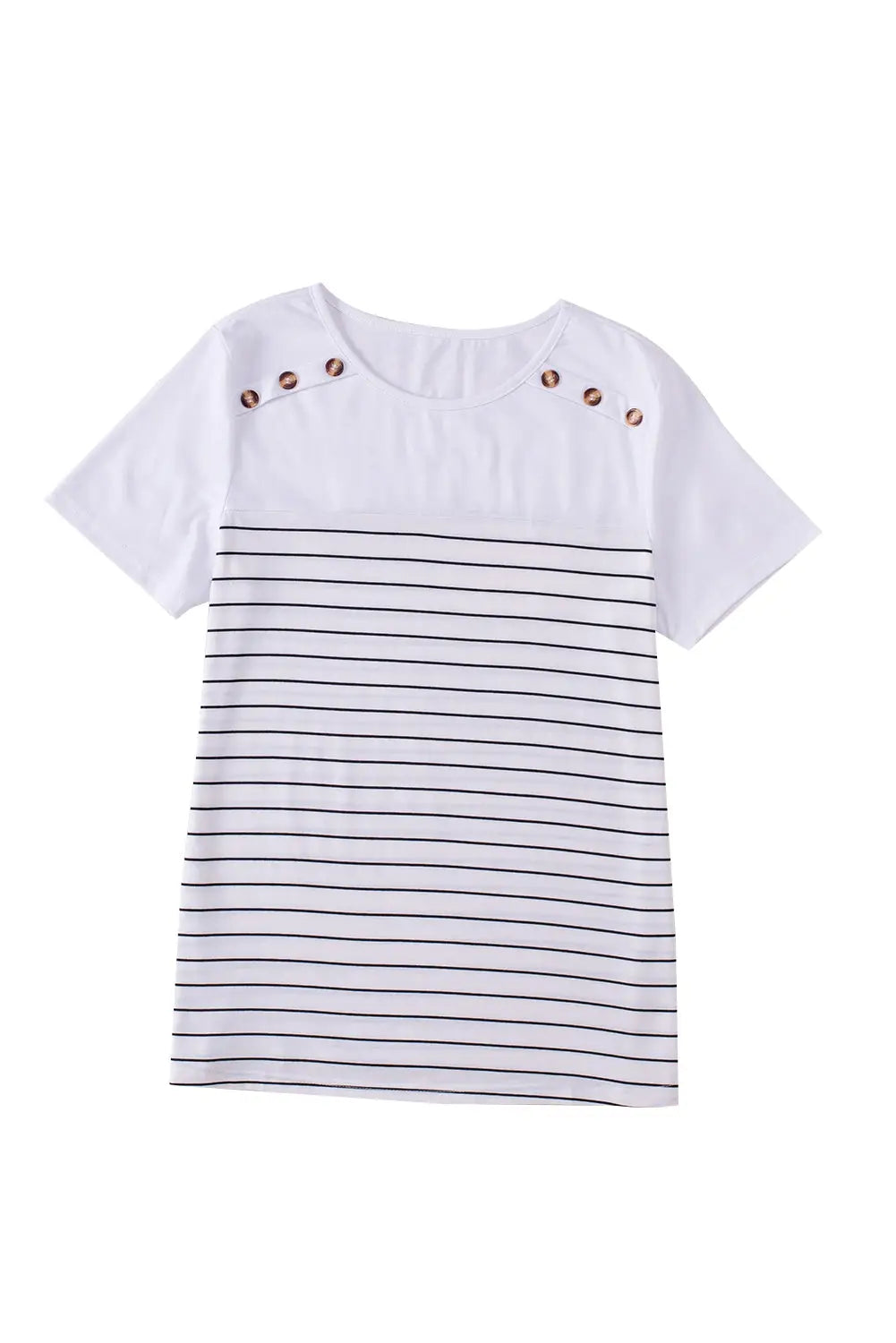 Nautical striped buttoned short sleeve top - t-shirts