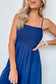 Navy blue spaghetti straps smocked ruffled wide leg jumpsuit - jumpsuits & rompers