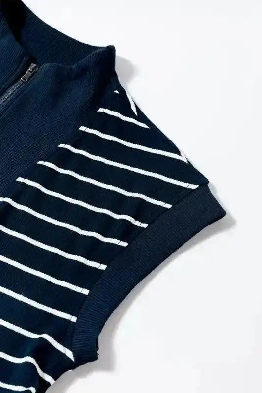 Navy Blue Quarter Zip Mini Dress - Fashionfitz