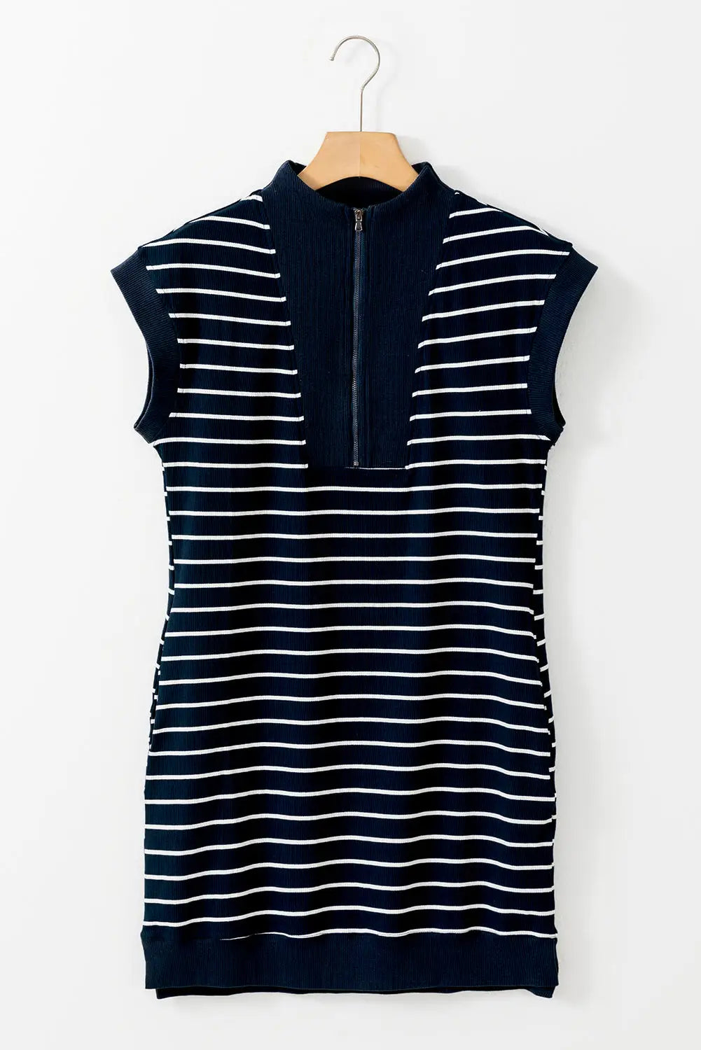 Navy blue quarter zip mini dress - dresses/mini dresses