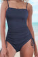 Navy blue ribbed cutout one piece swimsuit - swimwear/one