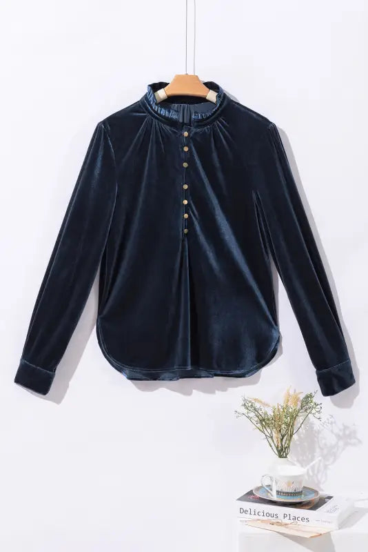 Navy blue velvet top | women’s tops | fashionfitz