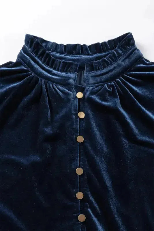 Navy Blue Velvet Top - Fashionfitz
