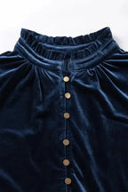 Navy Blue Velvet Top - Fashionfitz