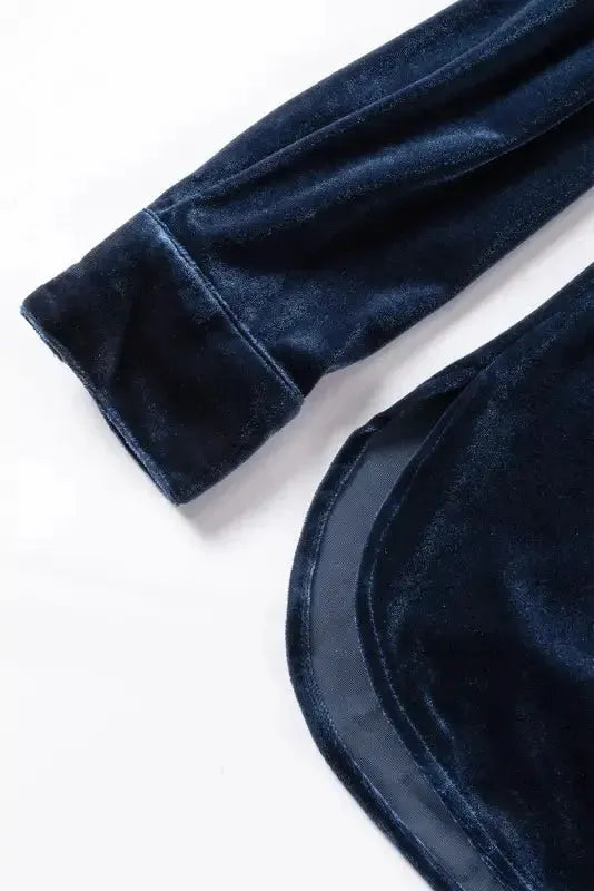 Navy Blue Velvet Top - Fashionfitz