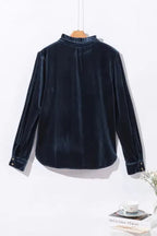 Navy Blue Velvet Top - Fashionfitz