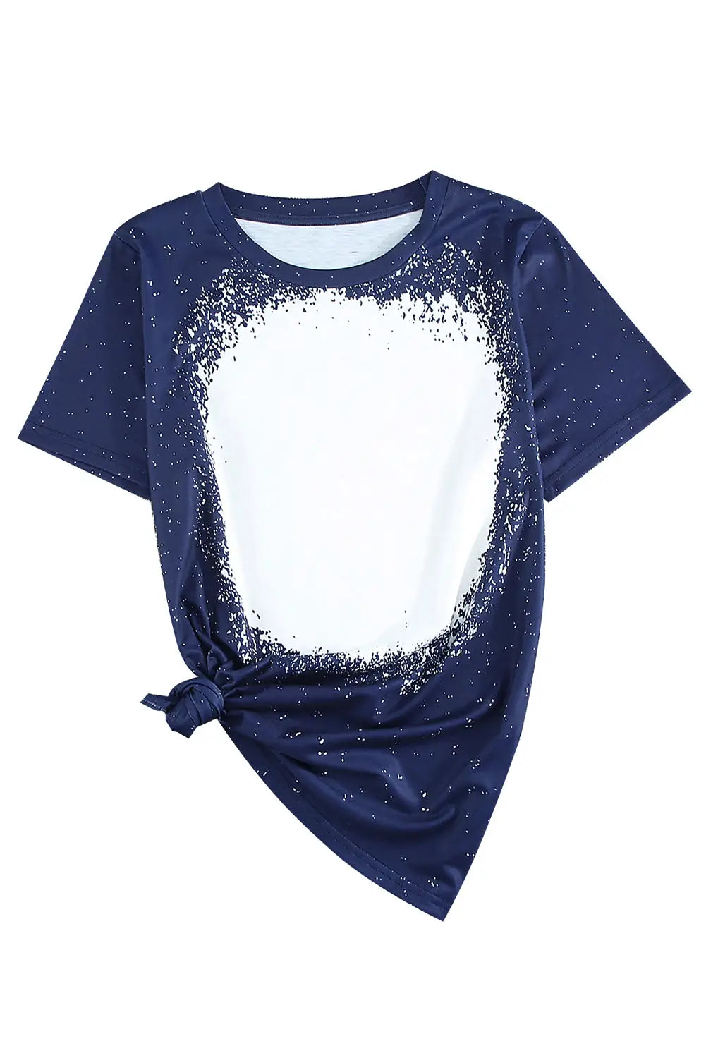 Navy tie-dyed round neck short sleeve t-shirt - tops