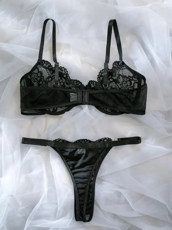 Deep in love lace 2 piece set - black - lingerie sets