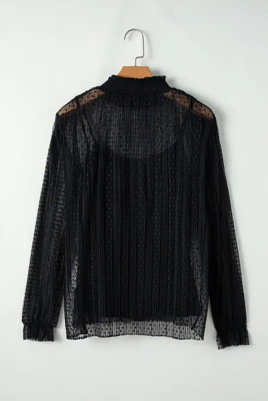 Noir dot lace illusion blouse | women’s tops | fashionfitz