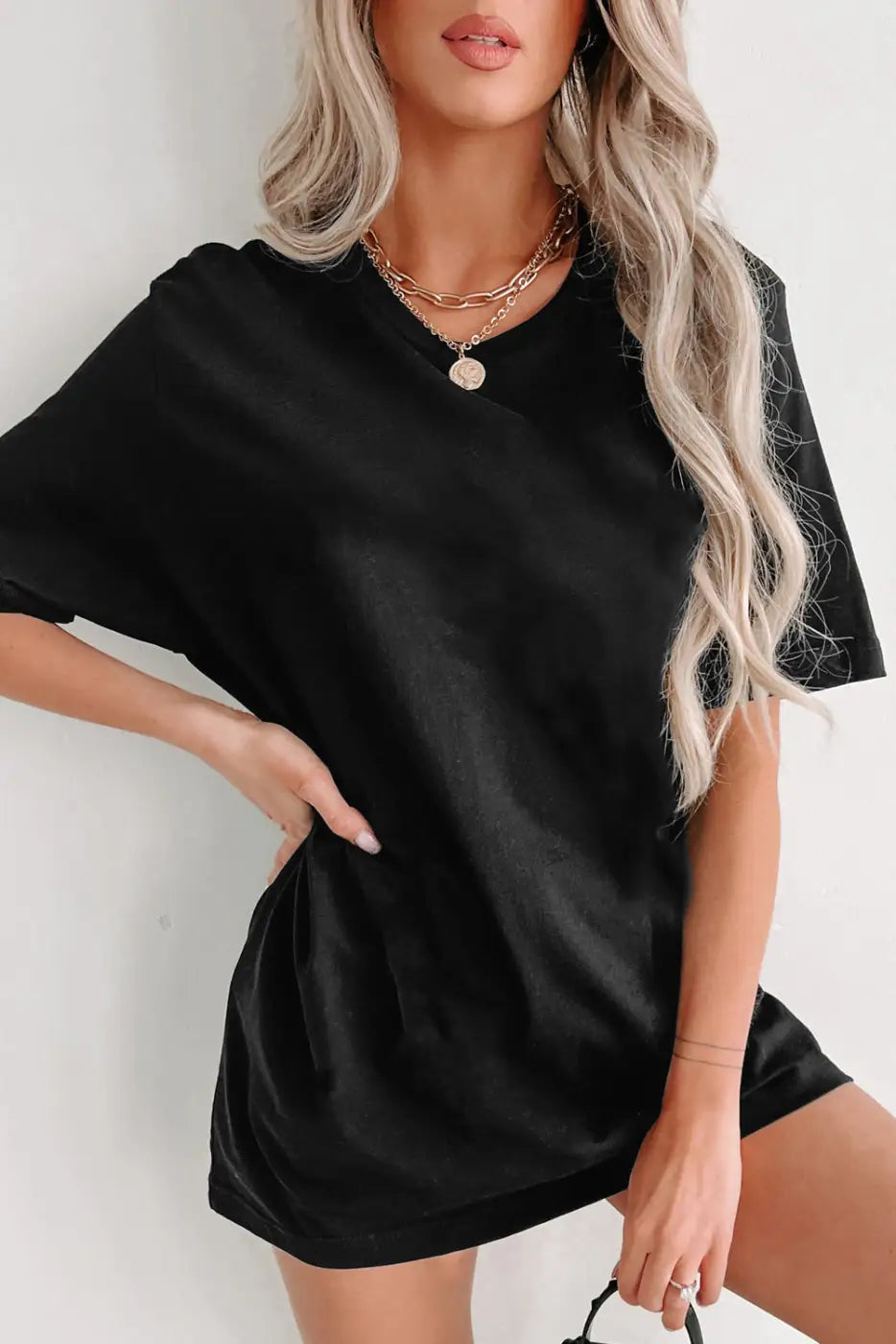 Noir-elegance tunic tee - black / s / 95% cotton + 5% elastane - t-shirts