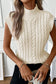 Oatmeal cable knit high neck sweater vest - sale