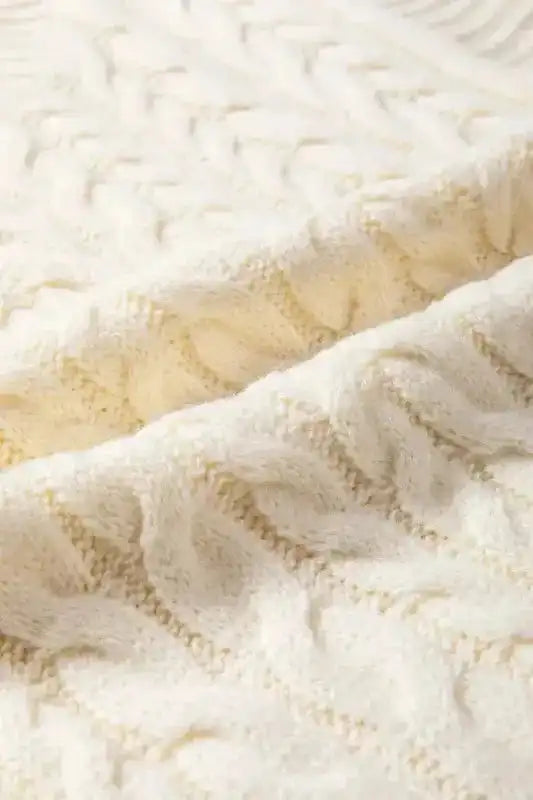 Oatmeal Cable Knit High Neck Sweater Vest - Fashionfitz