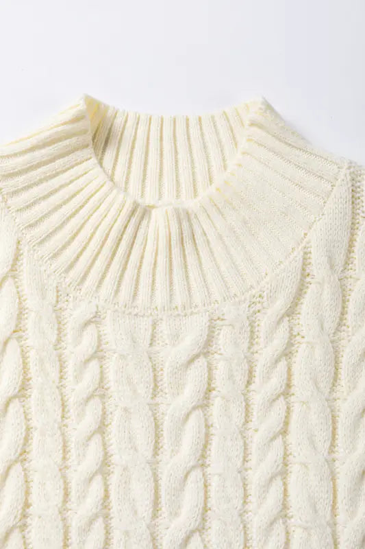 Oatmeal cable knit high neck sweater vest - sale