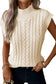 Oatmeal cable knit high neck sweater vest - sale