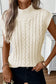 Oatmeal cable knit high neck sweater vest - sale