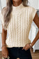 Oatmeal cable knit high neck sweater vest - sale