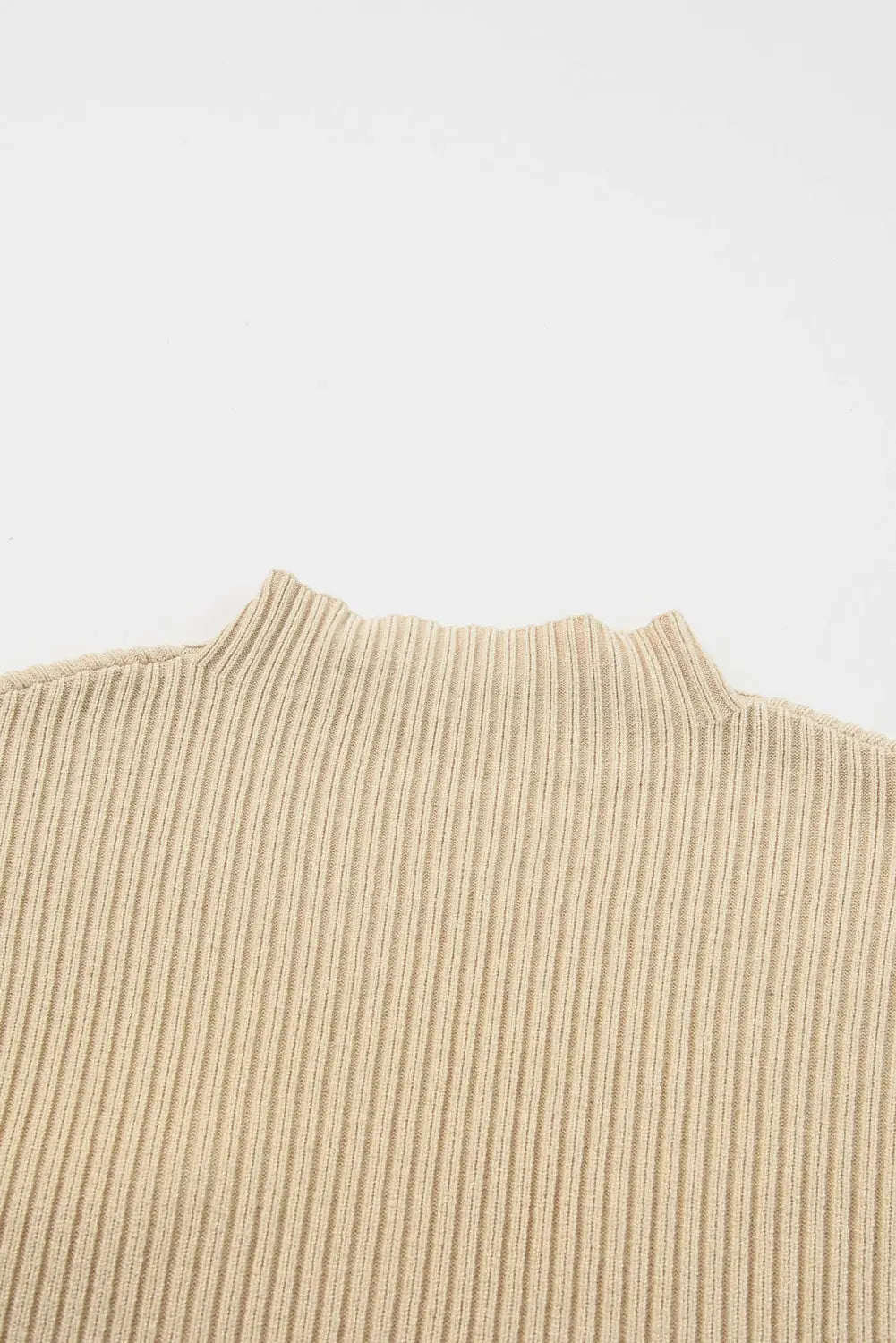 Oatmeal patch pocket ribbed knit short sleeve sweater - sweaters & cardigans