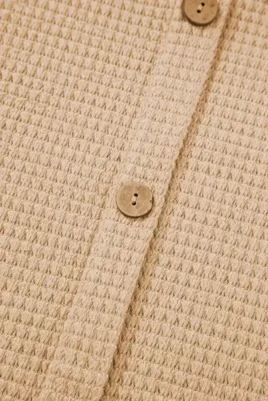 Oatmeal Tee - Textured Knit Button Back Cuffed Sleeve - Fashionfitz