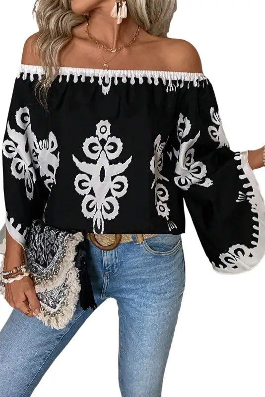 Off-shoulder blouse - tribal print | fashionfitz