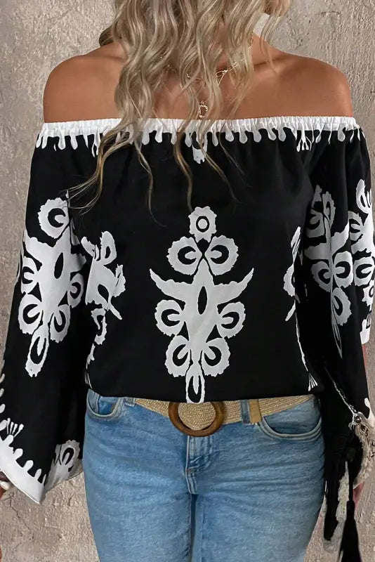 Off-shoulder blouse - tribal print | fashionfitz