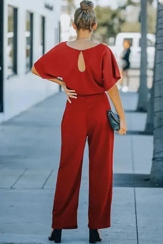 Oh-So-Glam Belted Wide Leg Jumpsuit - Fashionfitz