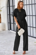 Oh-So-Glam Belted Wide Leg Jumpsuit - Fashionfitz