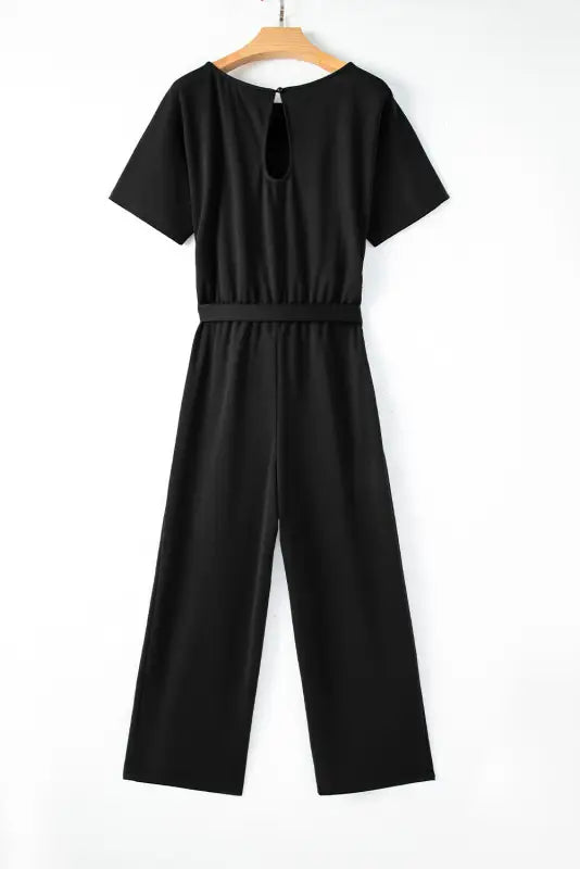 Oh-so-glam belted wide leg jumpsuit - jumpsuits