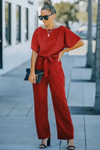 Oh-So-Glam Belted Wide Leg Jumpsuit - Fashionfitz