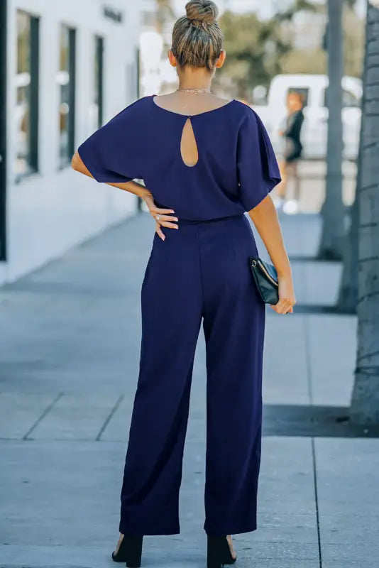 Oh-so-glam belted wide leg jumpsuit - jumpsuits