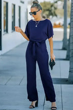 Oh-So-Glam Belted Wide Leg Jumpsuit - Fashionfitz