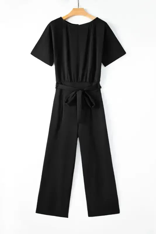 Oh-So-Glam Belted Wide Leg Jumpsuit - Fashionfitz