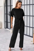 Oh-So-Glam Belted Wide Leg Jumpsuit - Fashionfitz