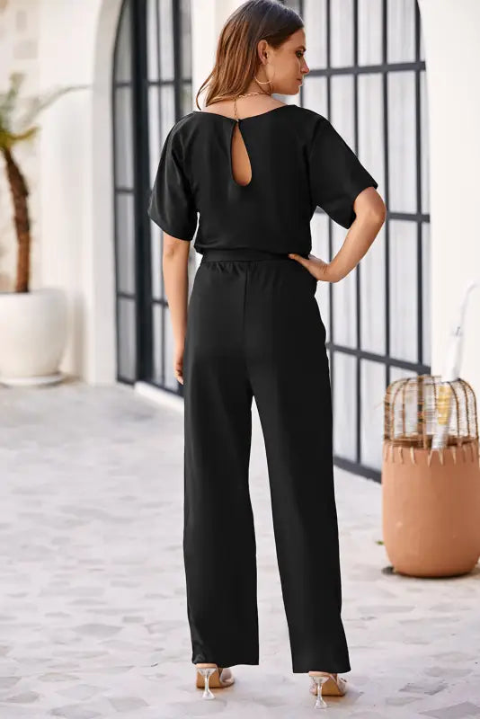 Oh-so-glam belted wide leg jumpsuit - jumpsuits