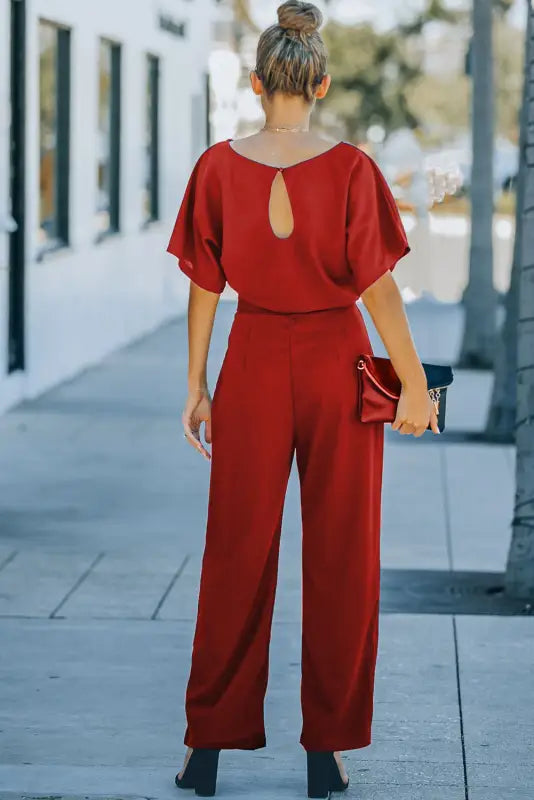 Oh-so-glam belted wide leg jumpsuit - jumpsuits