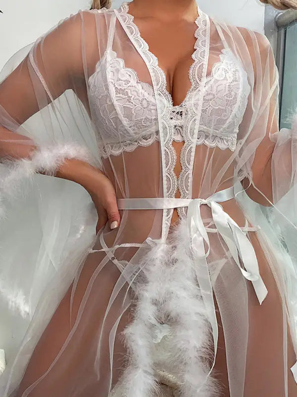 If only sheer mesh babydoll - white / s - babydolls & chemises