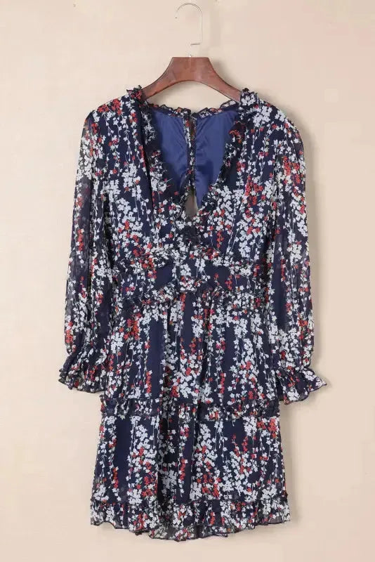 Open Back Floral Dress - Ruffle - Fashionfitz