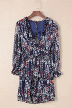 Open Back Floral Dress - Ruffle - Fashionfitz