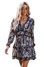 Open Back Floral Dress - Ruffle - Fashionfitz