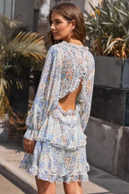 Open Back Floral Dress - Ruffle - Fashionfitz