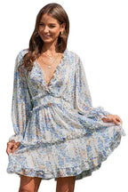 Open Back Floral Dress - Ruffle - Fashionfitz